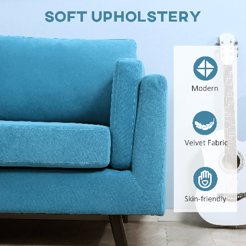 HOMCOM-Divano-2-Posti-Moderno-con-Braccioli-Imbottiti-in-Tessuto-Effetto-Velluto-e-Gambe-in-Legno-170x90x85-cm-Blu