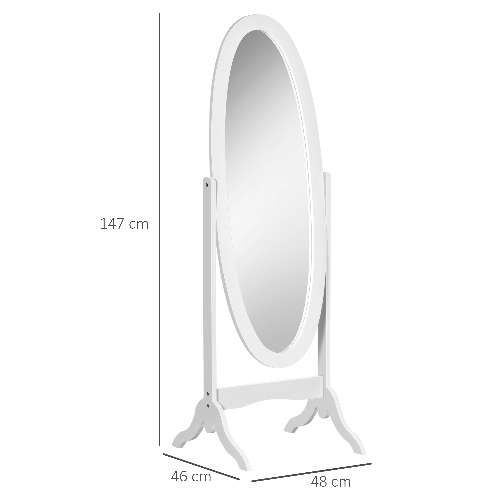 HOMCOM-Specchio-da-Terra-a-Figura-Intera-con-Inclinazione-Regolabile-Specchiera-Autoportante---Bianco