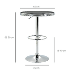 HOMCOM-Tavolo-da-Bar-Rotondo-in-Metallo-e-Similpelle-Nera-Altezza-Regolabile-Φ65x66-90cm