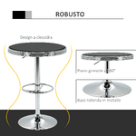 HOMCOM-Tavolo-da-Bar-Rotondo-in-Metallo-e-Similpelle-Nera-Altezza-Regolabile-Φ65x66-90cm