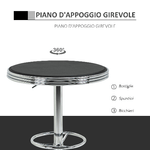 HOMCOM-Tavolo-da-Bar-Rotondo-in-Metallo-e-Similpelle-Nera-Altezza-Regolabile-Φ65x66-90cm