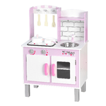 HOMCOM Cucina Giocattolo per Bambini 3+ Anni con 5 Accessori Inclusi, Gioco con Suoni Realistici, Armadietto, 55x30x80cm, Rosa