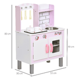 HOMCOM-Cucina-Giocattolo-per-Bambini-3--Anni-con-5-Accessori-Inclusi-Gioco-con-Suoni-Realistici-Armadietto-55x30x80cm-Rosa