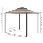 Outsunny-Gazebo-da-Giardino-3x3m-con-Zanzariera-Tetto-a-2-Livelli-e-Struttura-in-Metallo-Marrone