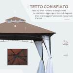 Outsunny-Gazebo-da-Giardino-3x3m-con-Zanzariera-Tetto-a-2-Livelli-e-Struttura-in-Metallo-Marrone