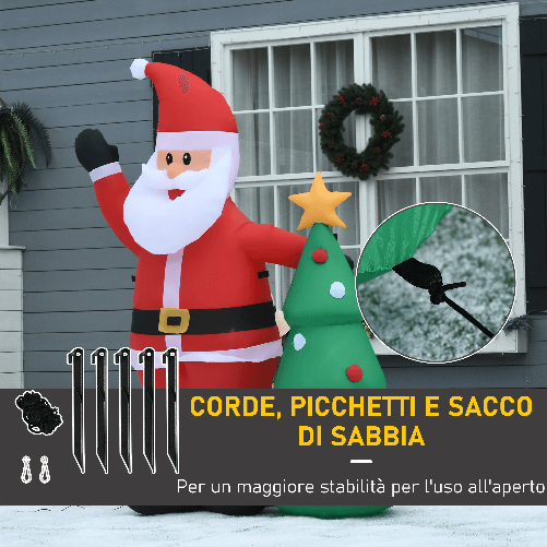 HOMCOM-Babbo-Natale-Gonfiabile-con-Albero-150cm-con-Luci-LED---Rosso