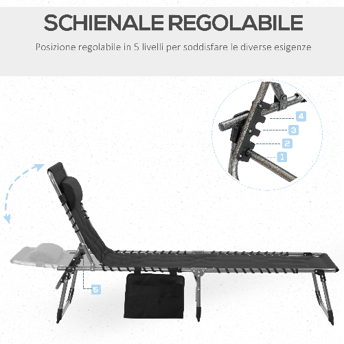 Outsunny-Sdraio-da-Giardino-con-Schienale-Regolabile-su-5-Livelli-Poggiatesta-e-Tasca-188x57x30cm