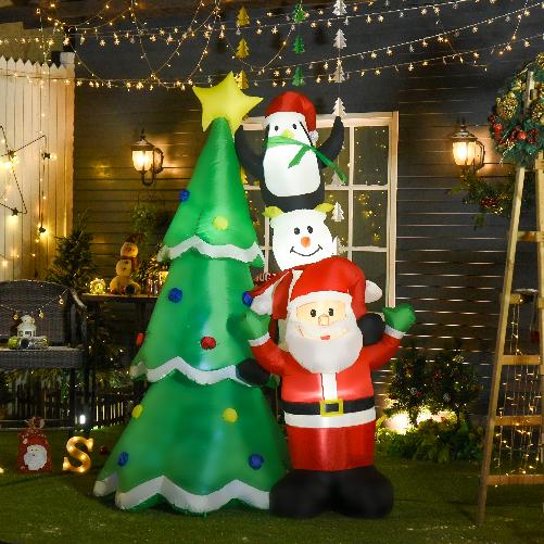 HOMCOM-Albero-di-Natale-Gonfiabile-Gigante-243cm-da-Esterno-e-Interno-Impermeabile-con-Luci-a-Led-e-Babbo-Natale