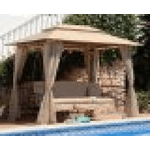 Gazebo con dondolo, letto e zanzariere 255x175x250cm da esterno in ferro Sicorage Megy