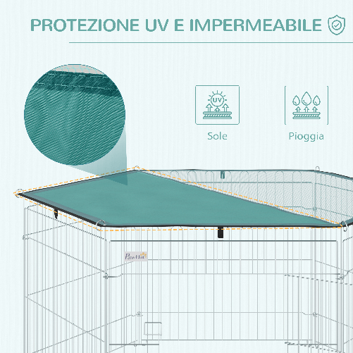 PawHut-Recinto-Pieghevole-per-Cani-e-Cuccioli-in-Filo-Metallico--120cm-x-60cm--con-Copertura-in-Poliestere-Impermeabile