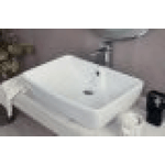 Lavabo appoggio rettangolare con troppo pieno 59x42x16cm bianco Mues Trynco