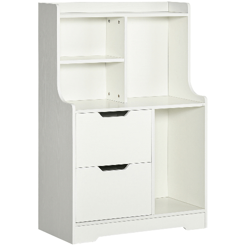 HOMCOM-Mobile-Dispensa-in-MDF-con-2-Cassetti-e-Ripiani-Aperti-per-Soggiorno-Ingresso-e-Cucina-73x35x110-cm-Bianco
