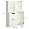 HOMCOM-Mobile-Dispensa-in-MDF-con-2-Cassetti-e-Ripiani-Aperti-per-Soggiorno-Ingresso-e-Cucina-73x35x110-cm-Bianco