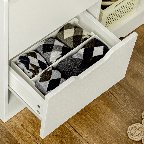 HOMCOM-Mobile-Dispensa-in-MDF-con-2-Cassetti-e-Ripiani-Aperti-per-Soggiorno-Ingresso-e-Cucina-73x35x110-cm-Bianco