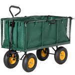 Outsunny-Carrello-da-Giardino-in-Acciaio-con-Pareti-Laterali-Ribaltabili-e-4-Ruote-Capienza-342L-Verde