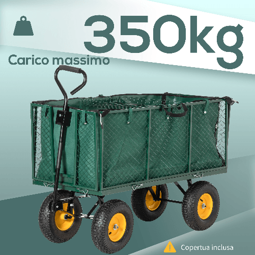 Outsunny-Carrello-da-Giardino-in-Acciaio-con-Pareti-Laterali-Ribaltabili-e-4-Ruote-Capienza-342L-Verde