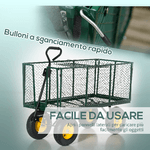 Outsunny-Carrello-da-Giardino-in-Acciaio-con-Pareti-Laterali-Ribaltabili-e-4-Ruote-Capienza-342L-Verde