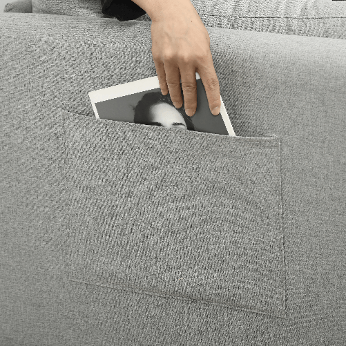 HOMCOM-Divano-2-Posti-per-Soggiorno-in-Tessuto-Effetto-Lino-e-Acciaio-con-Tasche-Laterali-143x73x77cm-Grigio