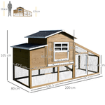 PawHut-Pollaio-per-Galline-Ovaiole-da-Esterno-con-Zona-di-Corsa-Zona-di-Nidificazione-e-Vassoio-Estraibile-da-Giardino-in-Legno-200x80x105-cm