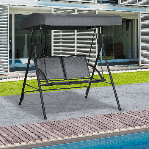 Outsunny-Dondolo-a-2-Posti-da-Giardino-con-Tettuccio-Regolabile-140x118x162cm-Grigio