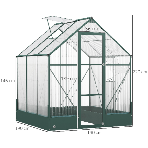 Outsunny-Serra-da-Giardino-in-Policarbonato-e-Alluminio-con-Finestre-e-Base-Inclusa-190x190x220-cm