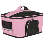 PawHut Borsa Trasportino per Cani e Gatti con 2 Porte a Cerniera, 50x35x36cm, Rosa