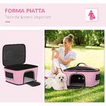 PawHut-Borsa-Trasportino-per-Cani-e-Gatti-con-2-Porte-a-Cerniera-50x35x36cm-Rosa