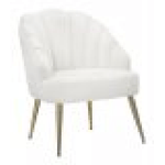 Poltrona elegante, velluto crema, gambe metallo dorate 65x69x84cm Shell