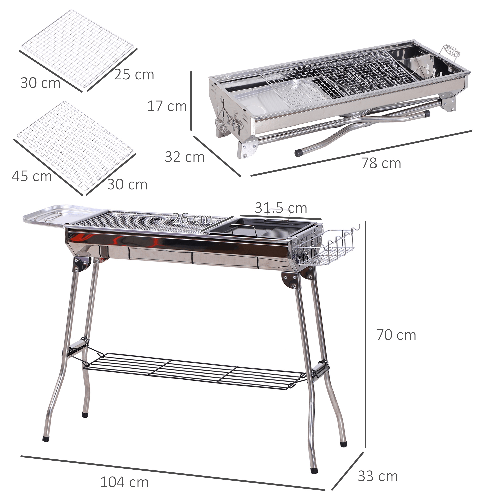 Outsunny-Barbecue--a-Carbonella-Pieghevole-Portatile-in-Acciaio-104x33x70cm