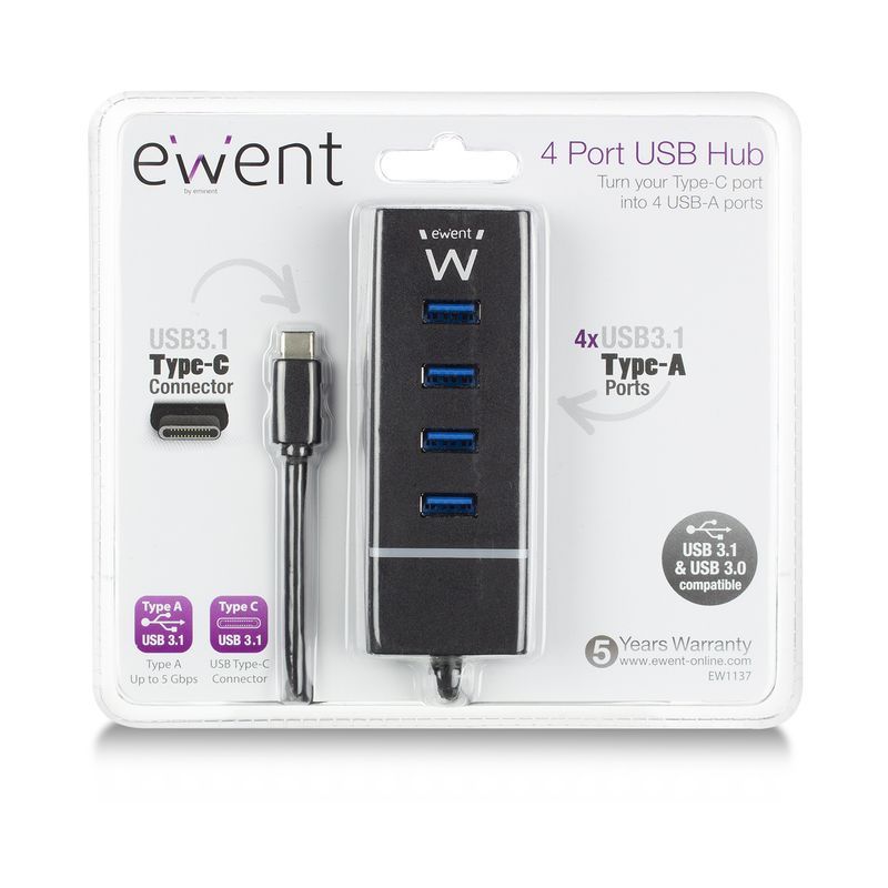 EWENT-HUB-USB-4-PORTE-3.1-USB-C-EW1137
