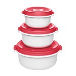 Emsa 518999 Piatti per microonde Micro Family set da 3 bianco/rosso