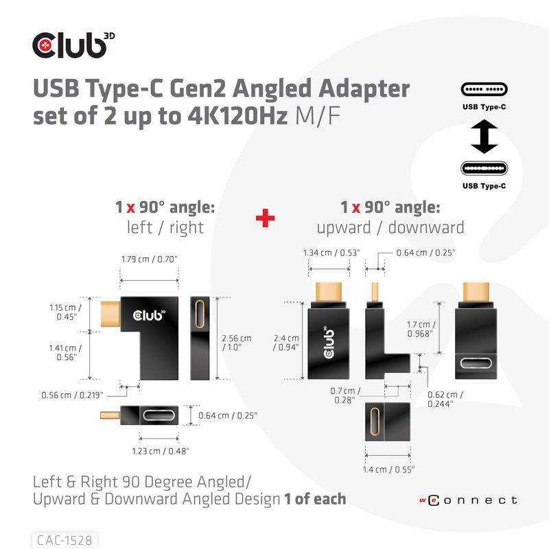 Links-und-Rechts-90-Grad-abgewinkelt---je-1-Adapter-mit-aufwrts-und-abwrts-abgewinkeltem-Design--Einfacher-Anschluss-Ihr