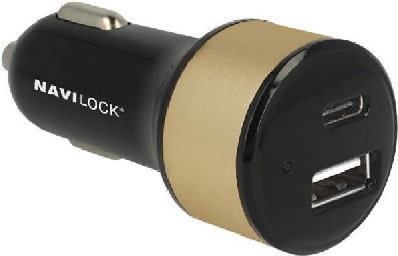 Adattatore-di-ricarica-per-auto-Navilock-1-x-USB-Type-C--1-x-USB-Type-A