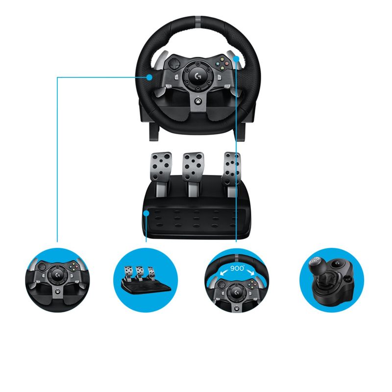 Logitech-G920-Nero-USB-2.0-Sterzo--Pedali-Xbox-One--LOGITECH-G920-DRIVING-FORCE-RACING-WHEEL-XBOX-AND-PC-