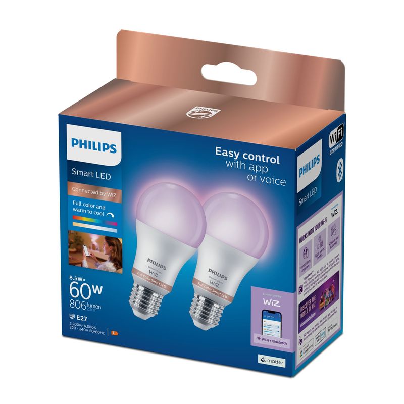 Philips-Smart-Color-Goccia-Smerigliato-60W-2-Pezzi