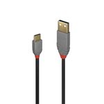 Lindy 36885 cavo USB 05 m USB 2.0 USB A USB C Nero Grigio (0.5m USB 2.0 Type A to C - Cable Anthra Line - Warranty 120M)