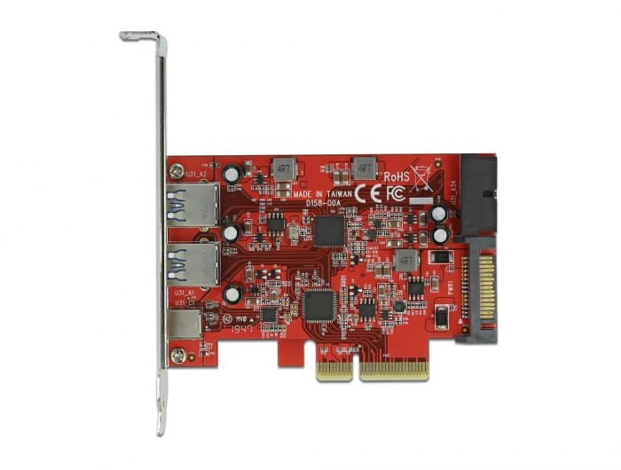 DeLOCK Scheda PCI Express x4 a 1 x USB Type-C esterna femmina + 2 x USB di Tipo