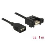 DeLOCK - Cavo USB - Da USB (W) a USB (W) montabile a pannello - USB 2.0 - 1 m - Nero