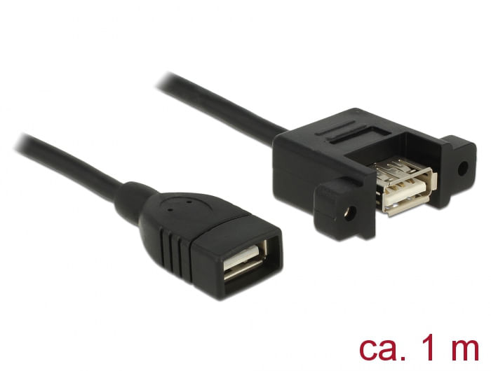 DeLOCK---Cavo-USB---Da-USB--W--a-USB--W--montabile-a-pannello---USB-2.0---1-m---Nero