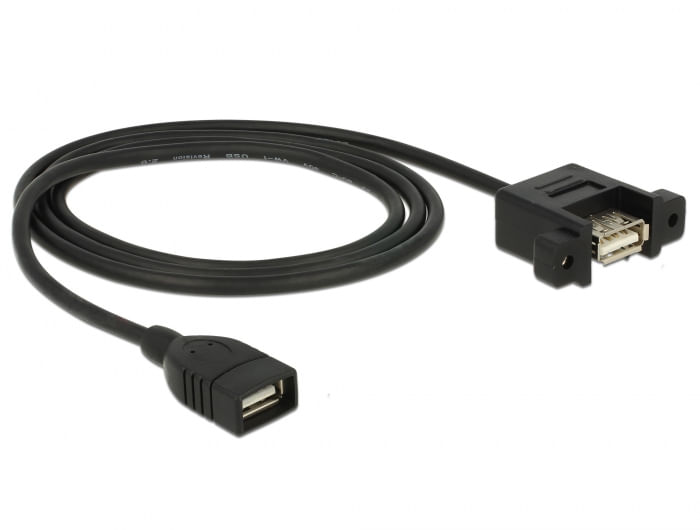 DeLOCK---Cavo-USB---Da-USB--W--a-USB--W--montabile-a-pannello---USB-2.0---1-m---Nero