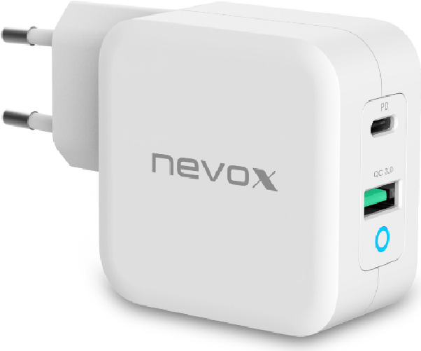 Nevox-65W-USB---C-Power-Delivery--PD---caricabatterie-QC3.0-GaN-bianco