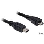 DeLOCK 1m USB2.0 microB/miniB cavo USB Micro-USB B Mini-USB B Nero