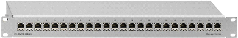 Rutenbeck-PP-Cat.6A-iso-24-1---Patch-Panel---RJ-45-X-24---Hellgrau-RAL-7035---1U---48.3-cm--19----236101100-