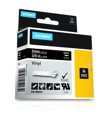 DYMO-Etichette-in-vinile-IND--Dymo-1805437-9mm-White-on-Black-