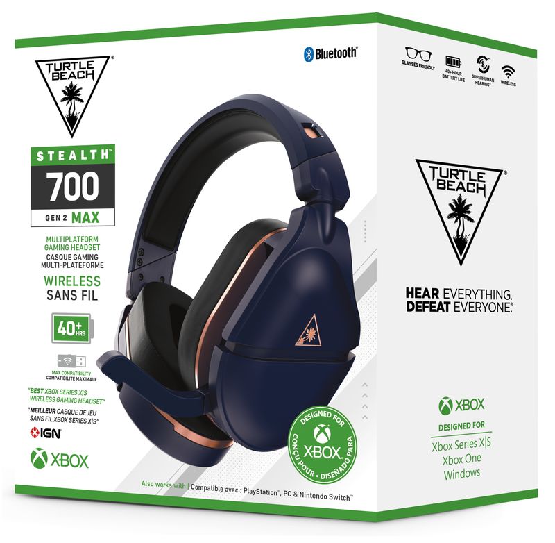 Turtle-Beach-Stealth-700-Gen-2-Max-Auricolare-Wireless-A-Padiglione-Giocare-Bluetooth-Oro-Blu-marino