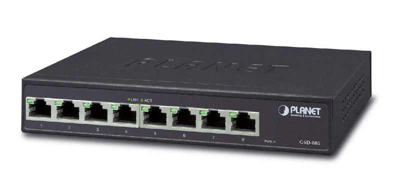 Planet-GSD-805-Nero--8-Port-1000Base-T-Desktop---Gigabit-Ethernet-Switch-----Internal-Power---Warranty-36M-