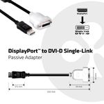 Eingang-DisplayPort-Stecker-Ausgang-DVI-D-Buchse--Club-3D-DisplayPort-auf-DVI-D-Passiver-Adapter--Konform-der-DisplayPor