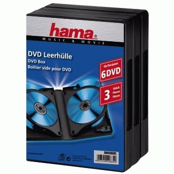 Hama-DVD-Box-6-Black-Pack---3-pieces-6-dischi-Nero--Hama-3x-6-DVD-Blu-Ray-Jewel-Cases-6-Discs-per-case-Black-