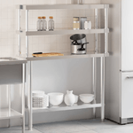 vidaXL Tavolo Lavoro Cucina con Ripiano 110x30x150 cm Acciaio Inox