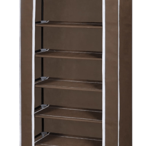 Scarpiera-in-Tessuto-Richiudibile-57-x-29-x-162-cm-Marrone